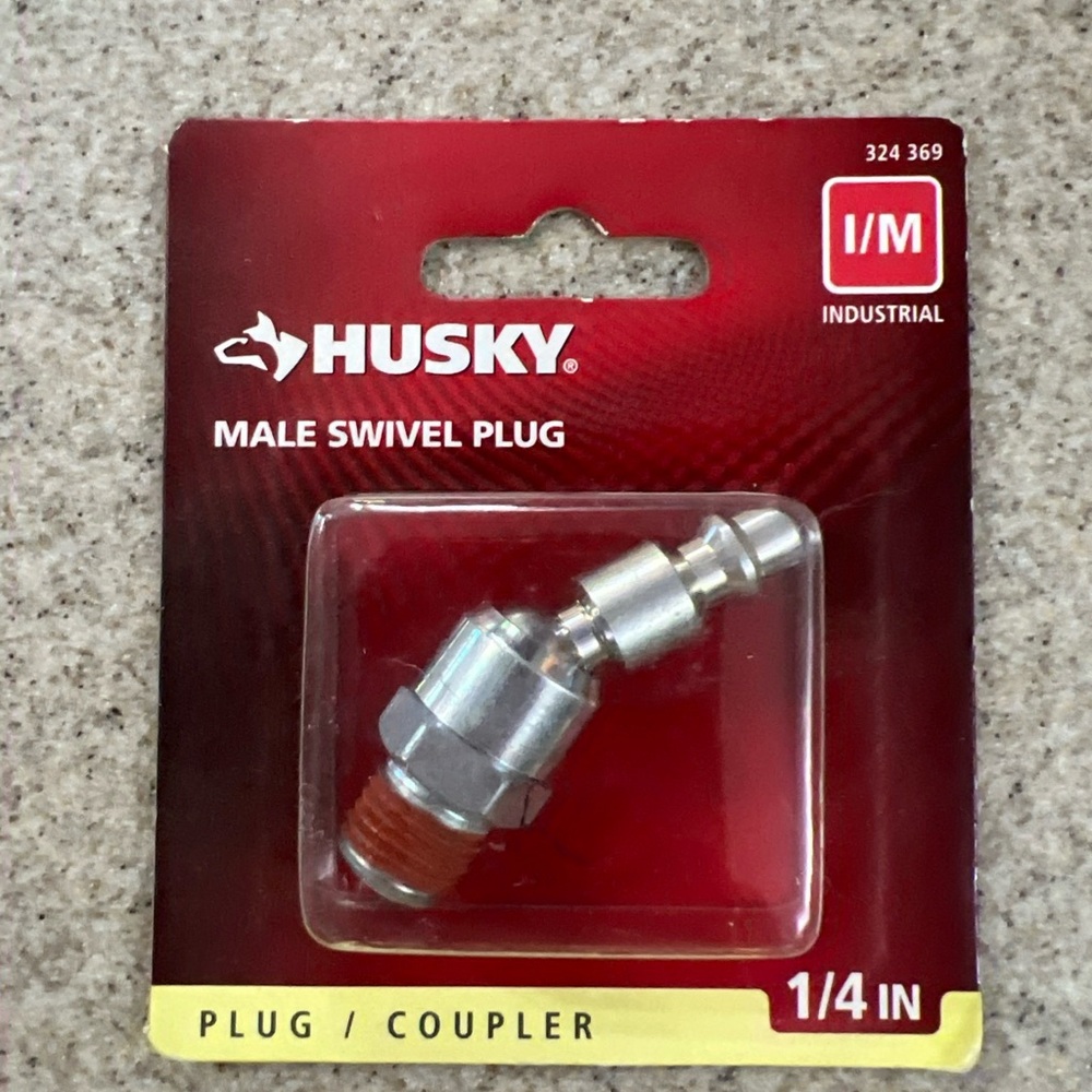 Husky 1/4 in. I/M Industrial Male Swivel Plug Air Compressor Replacement Part